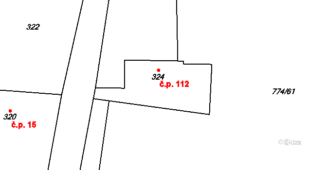 Trnávka 112 na parcele st. 324 v KÚ Trnávka u Nového Jičína, Katastrální mapa