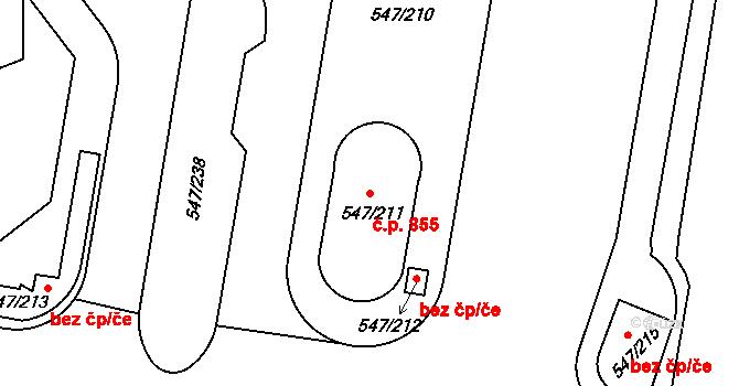 Letňany 855, Praha na parcele st. 547/211 v KÚ Letňany, Katastrální mapa