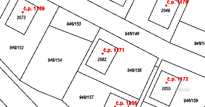 Kostelec nad Labem 1171 na parcele st. 2062 v KÚ Kostelec nad Labem, Katastrální mapa