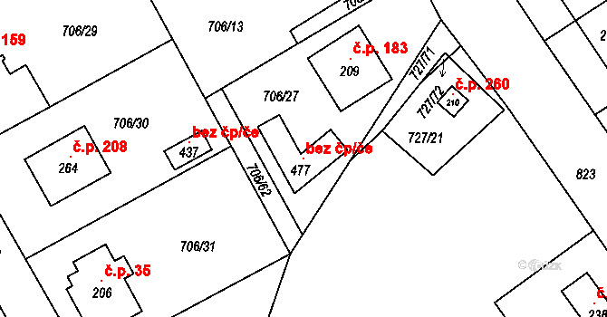 Hostašovice 115512306 na parcele st. 477 v KÚ Hostašovice, Katastrální mapa