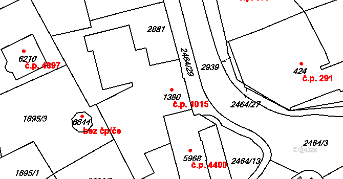 Jablonec nad Nisou 1015 na parcele st. 1380 v KÚ Jablonec nad Nisou, Katastrální mapa