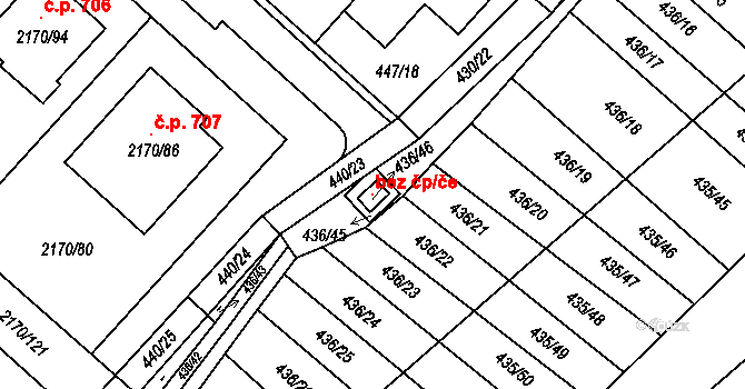 Mikulčice 121077306 na parcele st. 436/46 v KÚ Mikulčice, Katastrální mapa
