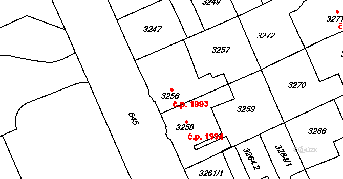 Kladno 1993 na parcele st. 3256 v KÚ Kladno, Katastrální mapa