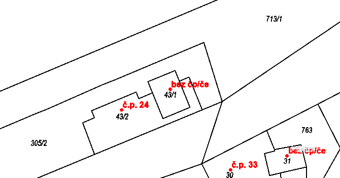 Červené Janovice 148034306 na parcele st. 43/1 v KÚ Vilémovice u Červených Janovic, Katastrální mapa