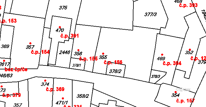 Třebechovice pod Orebem 156 na parcele st. 355 v KÚ Třebechovice pod Orebem, Katastrální mapa