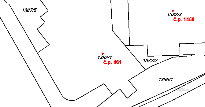 Hořovice 161 na parcele st. 1382/1 v KÚ Hořovice, Katastrální mapa