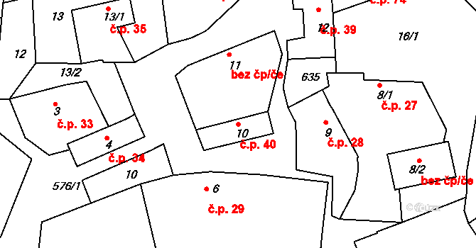 Bubovice 40, Volenice na parcele st. 10 v KÚ Bubovice u Březnice, Katastrální mapa