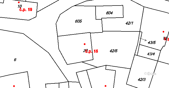Nítovice 15, Kardašova Řečice na parcele st. 20 v KÚ Nítovice, Katastrální mapa