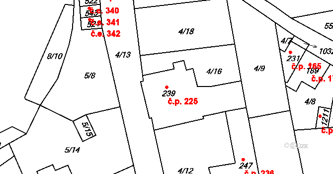 Bohosudov 225, Krupka na parcele st. 239 v KÚ Bohosudov, Katastrální mapa