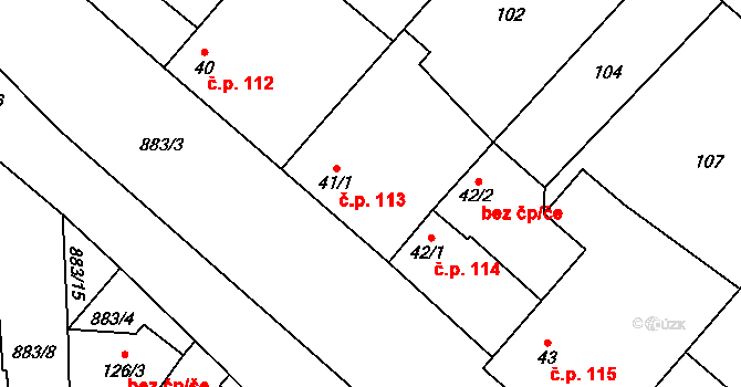 Hrotovice 113 na parcele st. 41/1 v KÚ Hrotovice, Katastrální mapa
