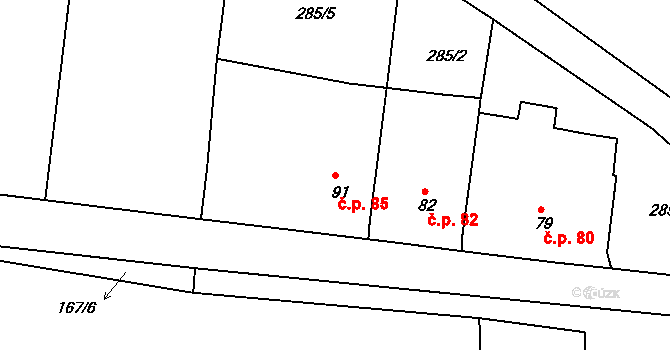 Chlístov 85 na parcele st. 91 v KÚ Chlístov u Rokytnice nad Rokytnou, Katastrální mapa