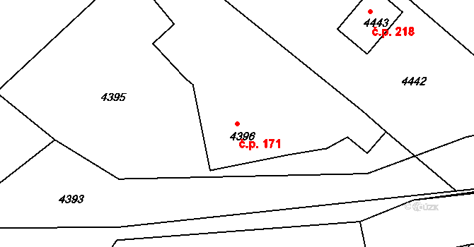 Tasov 171 na parcele st. 4396 v KÚ Tasov, Katastrální mapa
