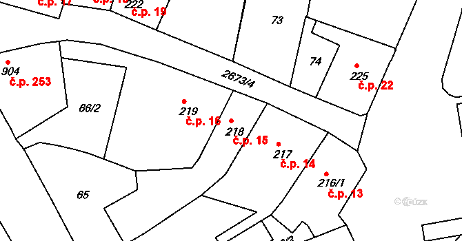 Chrudim IV 15, Chrudim na parcele st. 218/1 v KÚ Chrudim, Katastrální mapa