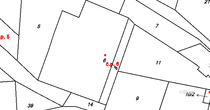 Chlum 6, Nalžovice na parcele st. 6 v KÚ Nalžovice, Katastrální mapa