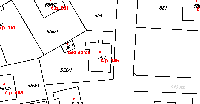 Liberec XI-Růžodol I 146, Liberec na parcele st. 551 v KÚ Růžodol I, Katastrální mapa