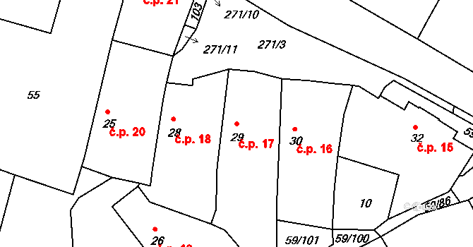 Loukonosy 17, Žiželice na parcele st. 29 v KÚ Loukonosy, Katastrální mapa