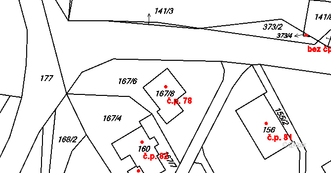 Chuderov 78 na parcele st. 167/8 v KÚ Chuderov, Katastrální mapa