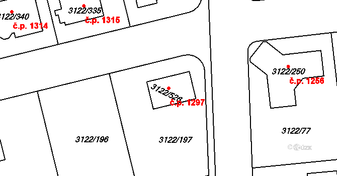 Pohořelice 1297 na parcele st. 3122/526 v KÚ Pohořelice nad Jihlavou, Katastrální mapa