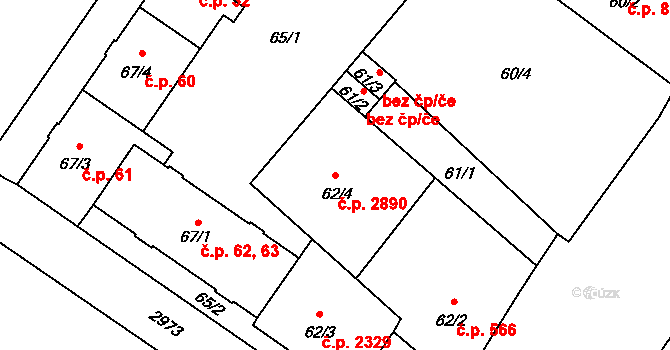Předměstí 2890, Opava na parcele st. 62/4 v KÚ Opava-Předměstí, Katastrální mapa