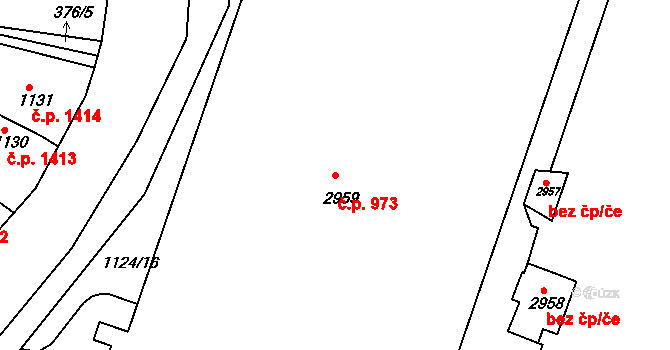 Nový Bydžov 973 na parcele st. 2959 v KÚ Nový Bydžov, Katastrální mapa