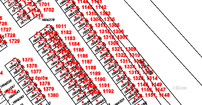 Teplické Předměstí 1309,1321, Bílina na parcele st. 1664/20 v KÚ Bílina, Katastrální mapa