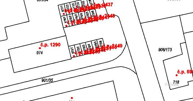Malenovice 2450, Zlín na parcele st. 975/5 v KÚ Malenovice u Zlína, Katastrální mapa