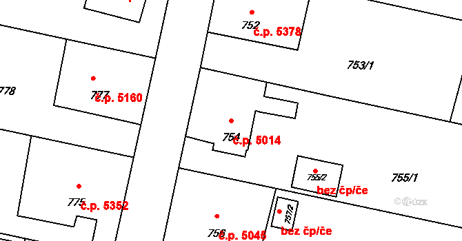 Třebovice 5014, Ostrava na parcele st. 754 v KÚ Třebovice ve Slezsku, Katastrální mapa