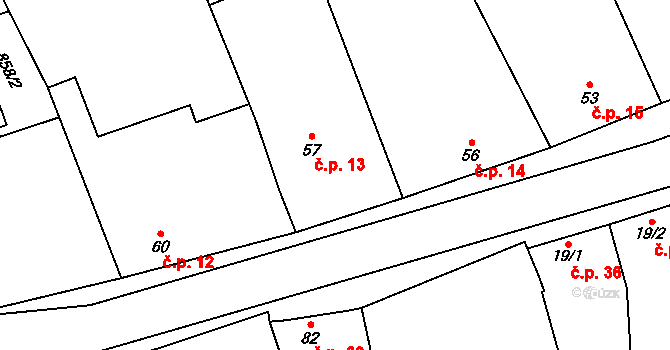 Heroltice 13, Hoštice-Heroltice na parcele st. 57 v KÚ Heroltice, Katastrální mapa