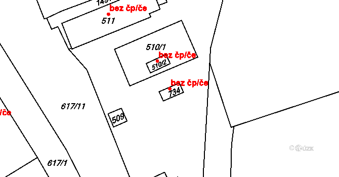 Most 38018306 na parcele st. 734 v KÚ Kopisty, Katastrální mapa