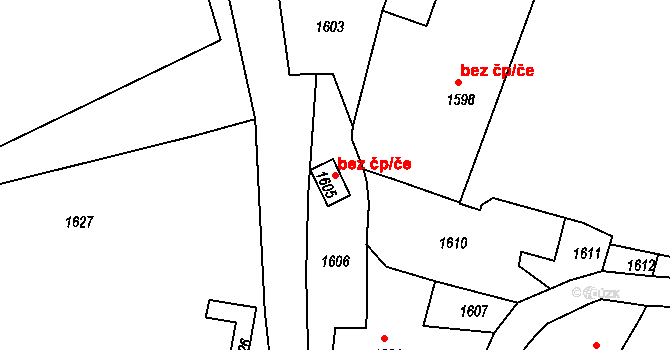 Brumov-Bylnice 41906306 na parcele st. 1605 v KÚ Brumov, Katastrální mapa
