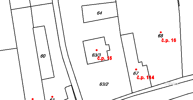 Loděnice 15, Holasovice na parcele st. 63/3 v KÚ Loděnice, Katastrální mapa