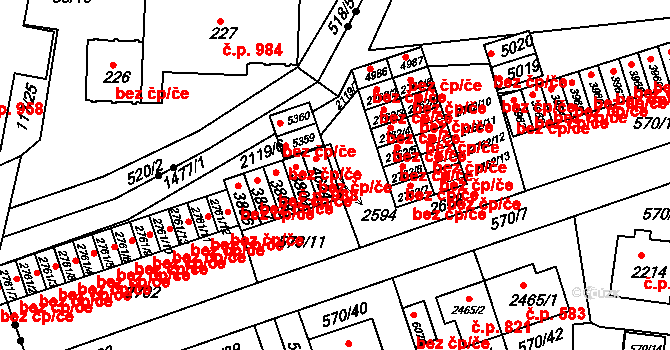 Třebíč 44145306 na parcele st. 2594 v KÚ Třebíč, Katastrální mapa
