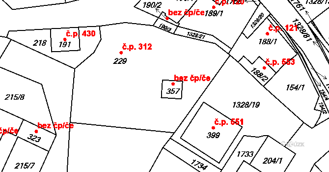 Kelč 45650306 na parcele st. 357 v KÚ Kelč-Staré Město, Katastrální mapa