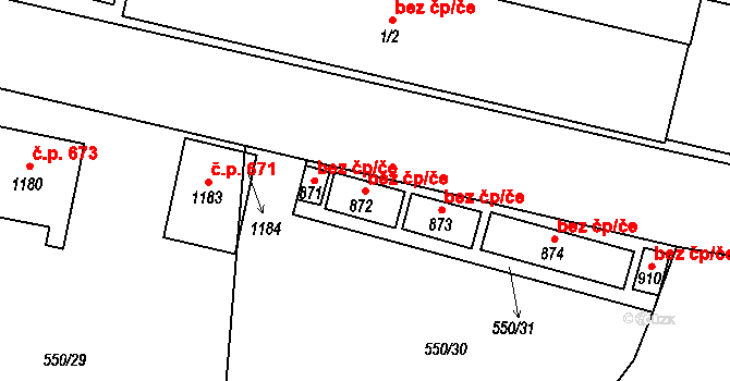 Chotěšov 46234306 na parcele st. 872 v KÚ Chotěšov, Katastrální mapa