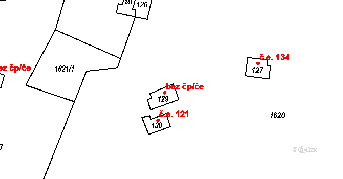 Ledenice 46969306 na parcele st. 129 v KÚ Zborov, Katastrální mapa