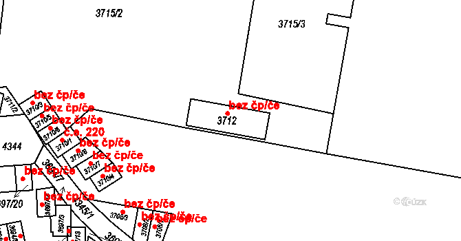 Teplice 49411306 na parcele st. 3712 v KÚ Teplice, Katastrální mapa