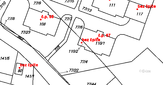 Klatovy 49544306 na parcele st. 110/2 v KÚ Sobětice u Klatov, Katastrální mapa