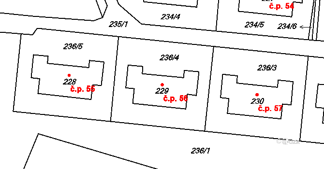 Beroun-Zdejcina 56, Beroun na parcele st. 229 v KÚ Zdejcina, Katastrální mapa