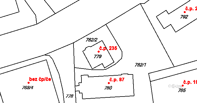 Petrov nad Desnou 235 na parcele st. 779 v KÚ Petrov nad Desnou, Katastrální mapa