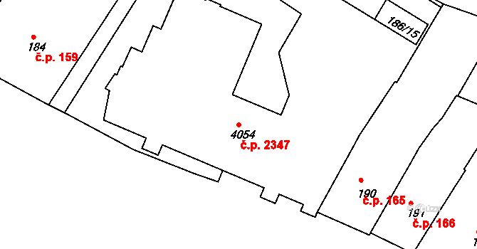 Rakovník I 2347, Rakovník na parcele st. 4054 v KÚ Rakovník, Katastrální mapa