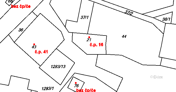 Vlkosovice 16, Černovice na parcele st. 21 v KÚ Vlkosovice, Katastrální mapa