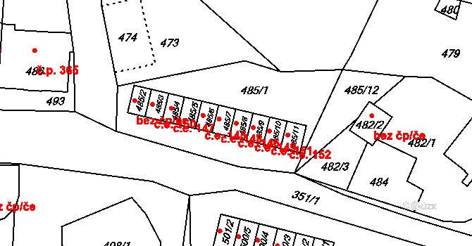 Rumburk 2-Horní Jindřichov 146, Rumburk na parcele st. 485/8 v KÚ Horní Jindřichov, Katastrální mapa