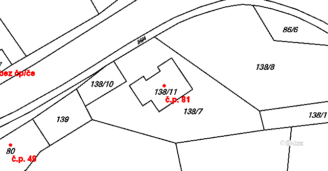 Milhostov 81 na parcele st. 138/11 v KÚ Milhostov, Katastrální mapa