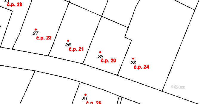 Štěpánov 20, Leština u Světlé na parcele st. 25 v KÚ Štěpánov u Leštiny, Katastrální mapa