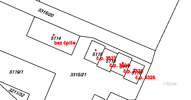 Havlíčkův Brod 3323 na parcele st. 5115 v KÚ Havlíčkův Brod, Katastrální mapa