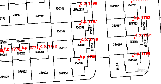 Slavkov u Brna 1788 na parcele st. 354/341 v KÚ Slavkov u Brna, Katastrální mapa