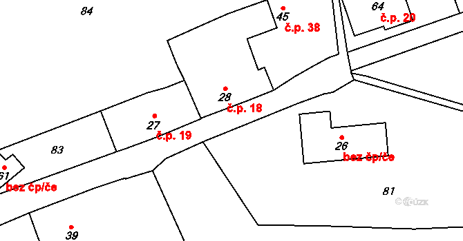 Srbce 18 na parcele st. 28 v KÚ Srbce na Moravě, Katastrální mapa
