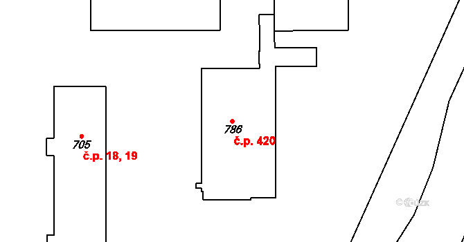 Přerov II-Předmostí 420, Přerov na parcele st. 786 v KÚ Předmostí, Katastrální mapa