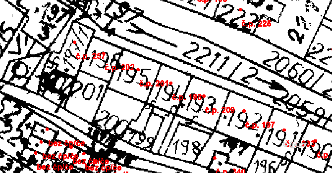 Verneřice 198 na parcele st. 194 v KÚ Verneřice, Katastrální mapa