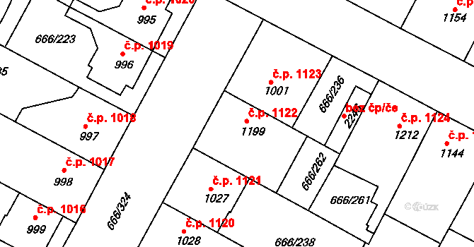 Veselí nad Moravou 1122 na parcele st. 1199 v KÚ Veselí-Předměstí, Katastrální mapa